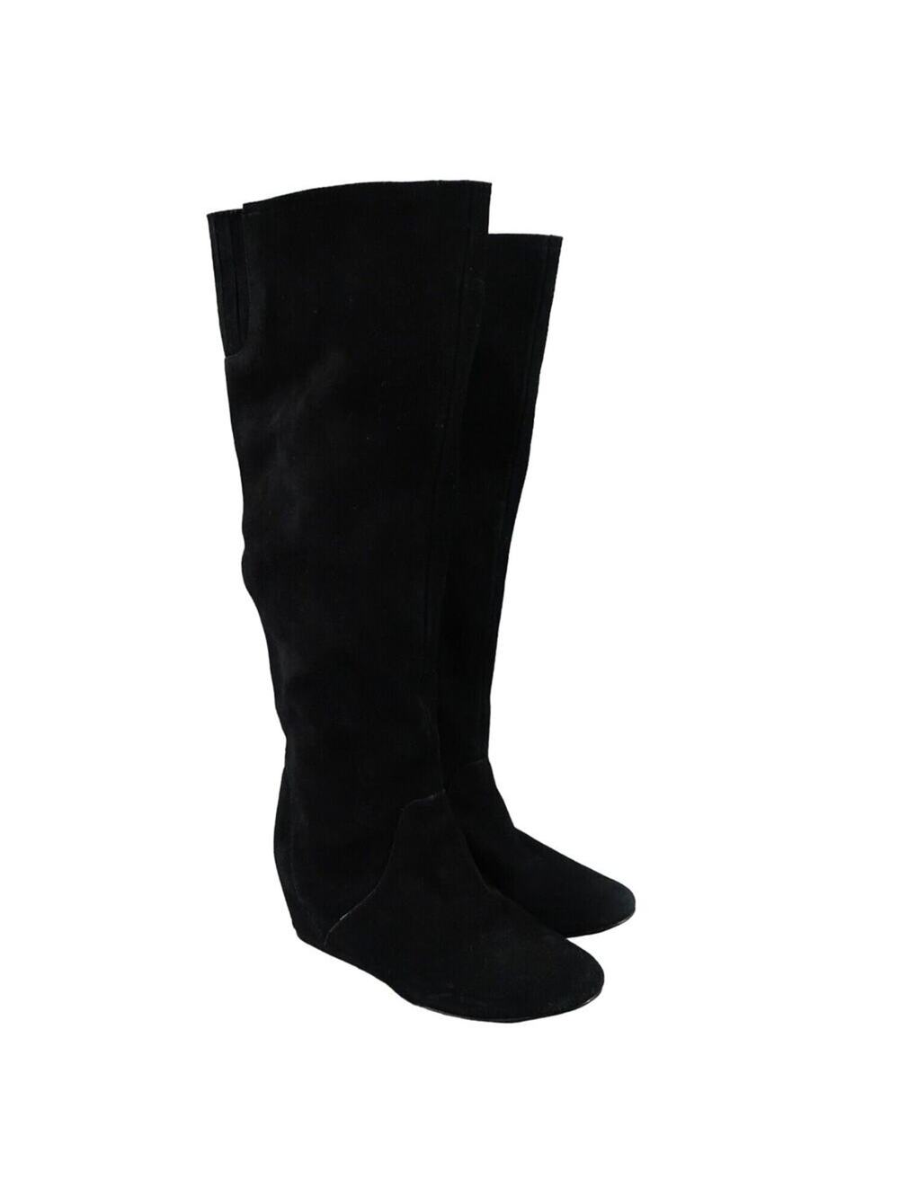 Colin Stuart Shoes Womens 6.5 Boots Tall Wedge Fashion Leather Pull On Black
